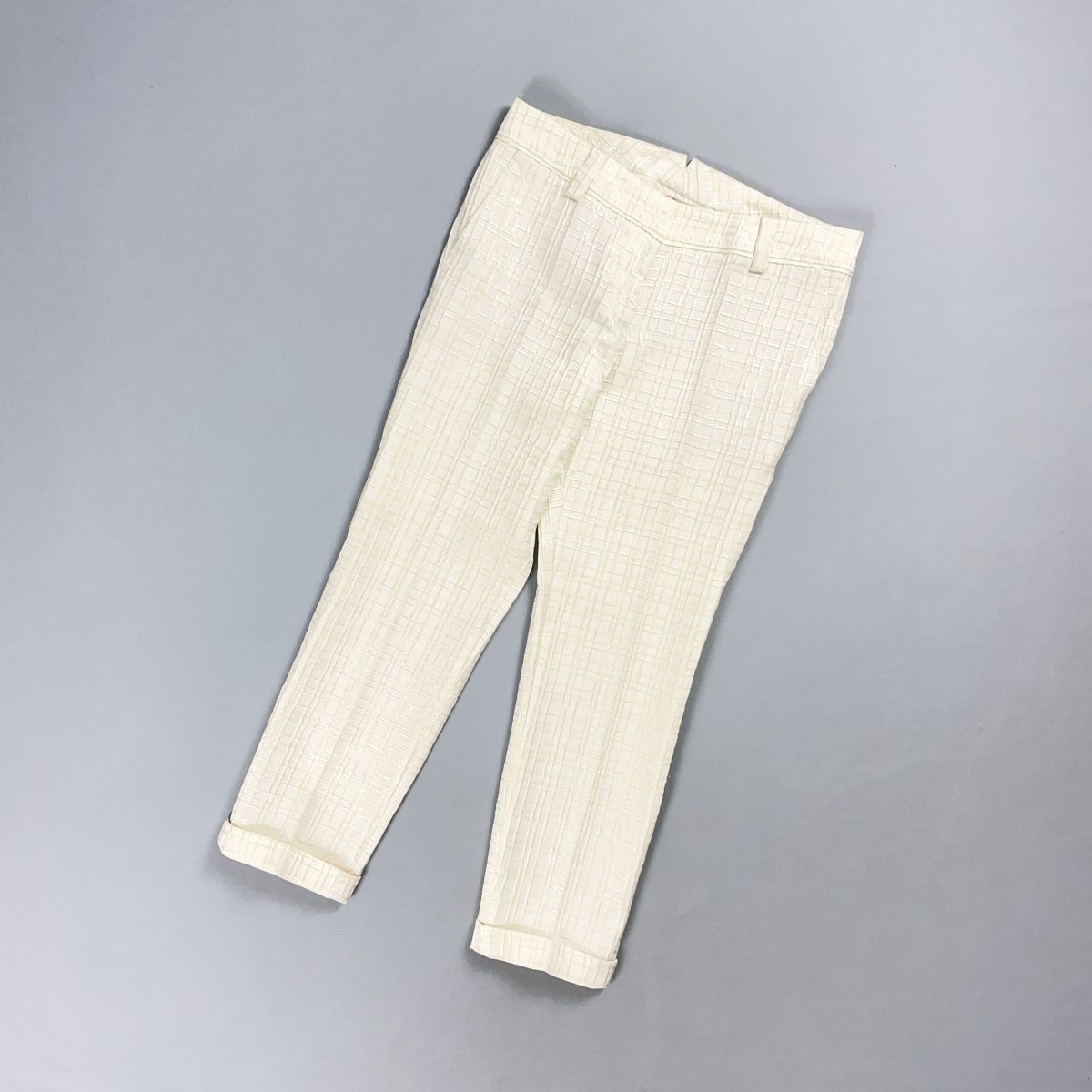 美品 INCOTEX インコテックス ロールアップスラックスパンツ ボトムス レディース ホワイト 白 サイズ42*GD1116拍卖