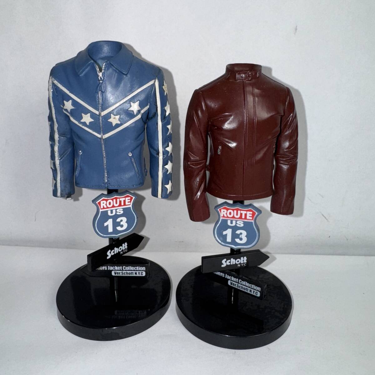 フィギュア 2個セット D-chest ライダースジャケットコレクション ver.Schott 青レザージャケット 革ジャン 長期保管品 B3d R71022拍卖