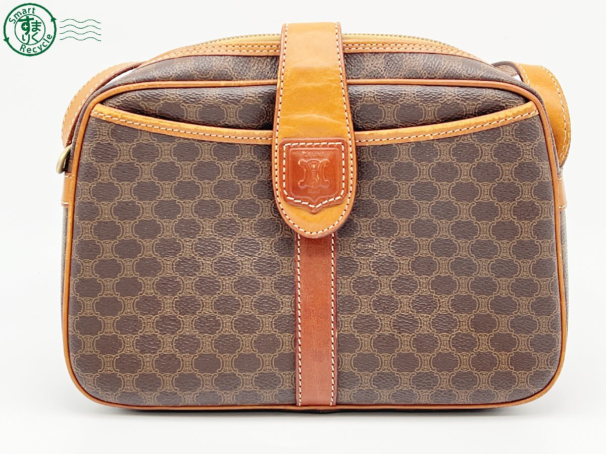 BJ0605844 □1円~! CELINE セリーヌ M12 ワンショルダーバッグ イタリア製 PVCレザー マカダム柄 ブラウン レディース ブランド 中古品拍卖
