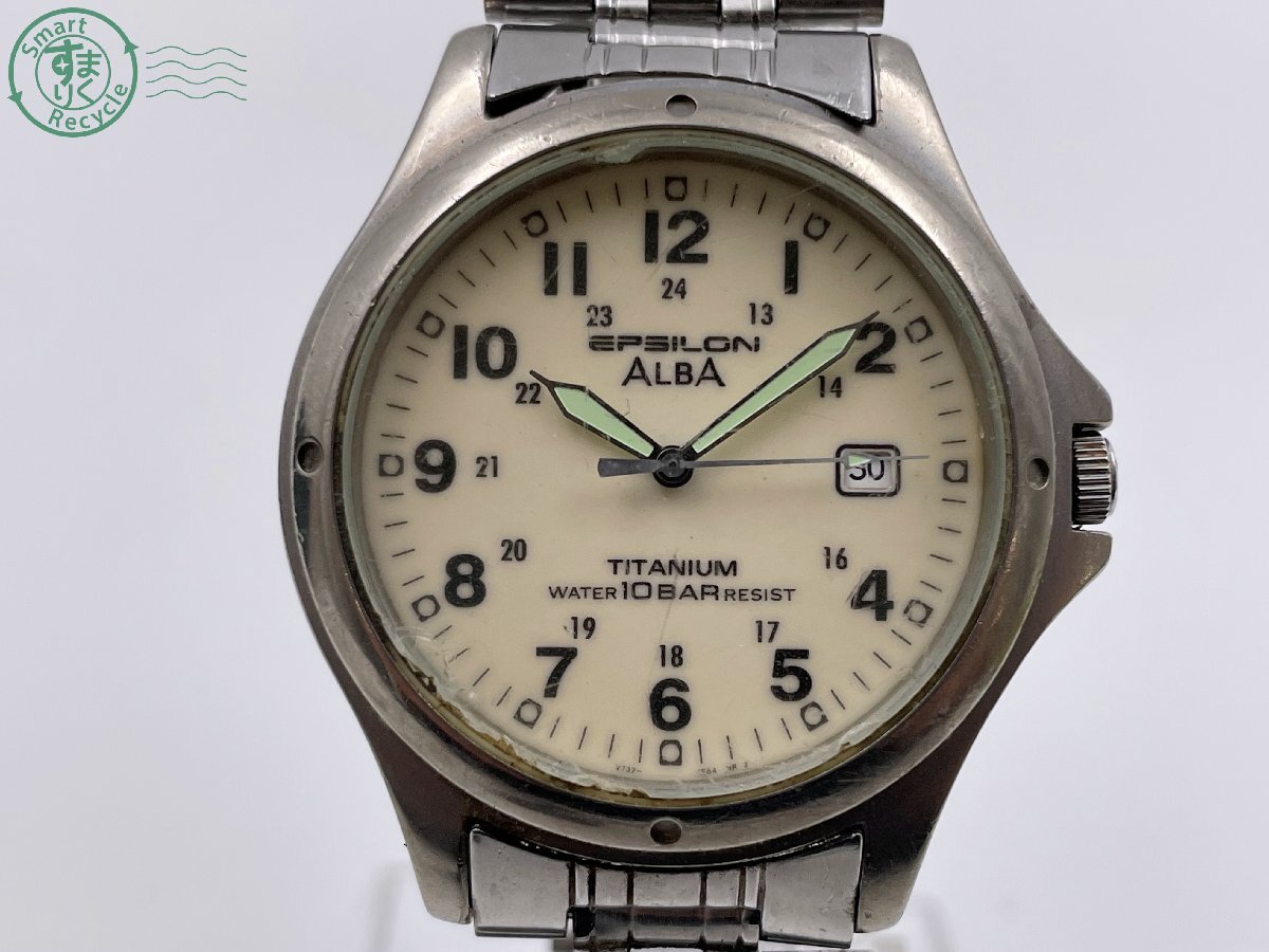BJ0708307 △SEIKO セイコー ALBAアルバ EPSILON イプシロン チタン V732-0R80 クォーツ アナログ ラウンド 腕時計 不動 中古拍卖