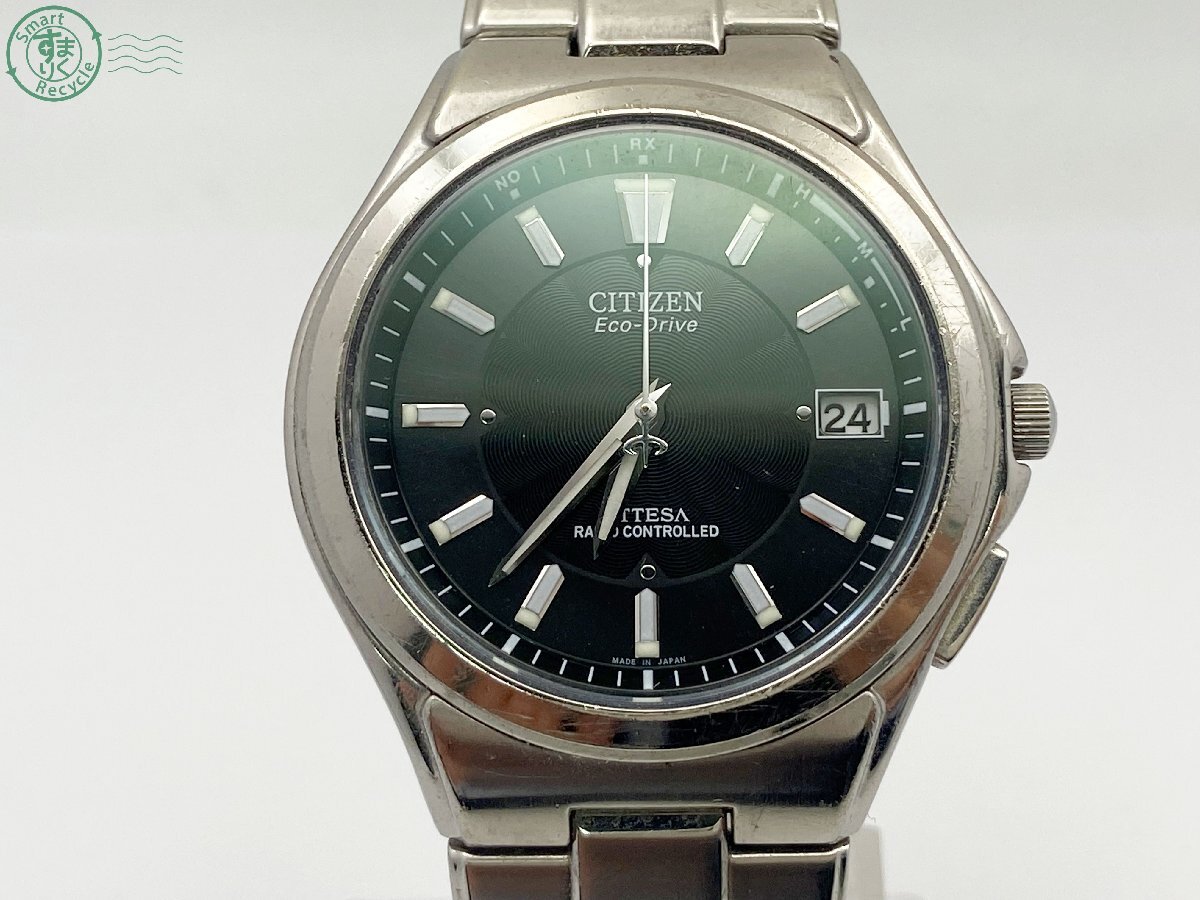BJ0608370 ◇ CITIZEN シチズン ATTESA アテッサ H110-T011331 エコドライブ ソーラー ブラック文字盤 腕時計 中古 不動 リューズ不良拍卖