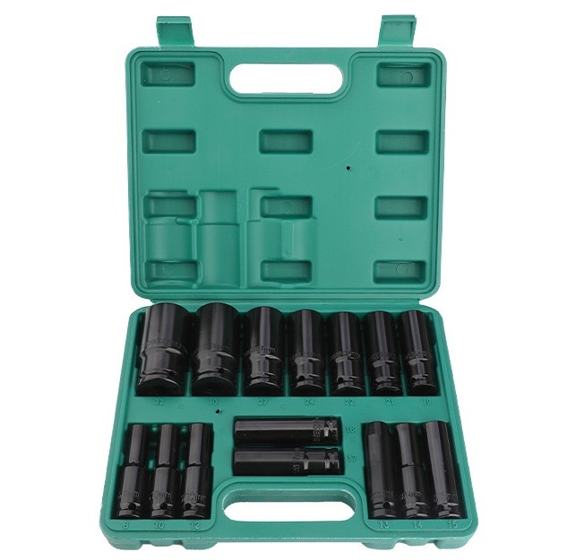 ディープソケット レンチ インパクト 六角軸 工具 DIY 1/2インチ 差込角 ロングソケット 12.7mm ソケット 収納ケース付き 15本拍卖
