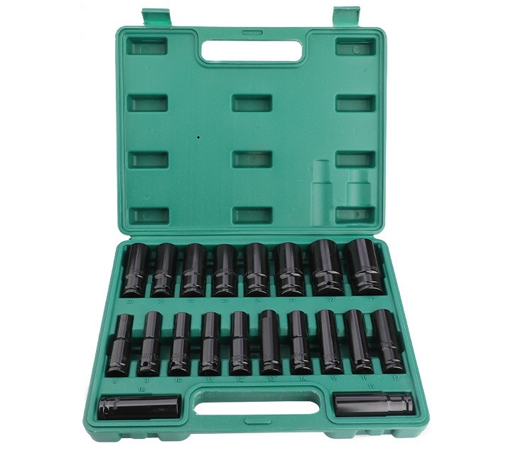 20本 ディープソケット ロングソケット レンチ インパクト 六角軸 工具 DIY 1/2インチ 12.7mm ソケット 収納ケース付き 差込角拍卖