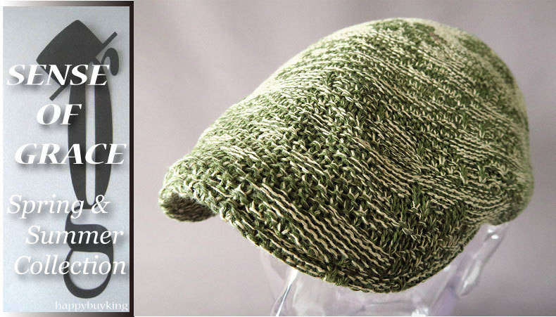 grace 大きいサイズ★透かし編みジャガードサーモハンチング【OG/XL】新品 定価¥4600 サイズ調節可能 男女兼用 センスオブグレース拍卖