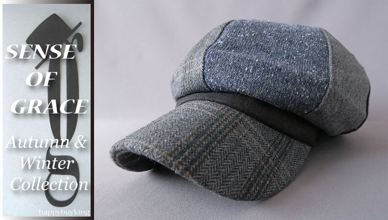 graceグレース★パッチワークツイードアップルキャスケット【GR】新品 定価¥4300 サイズ調節可能 男女兼用 UV99%CUT クラシック トラッド拍卖