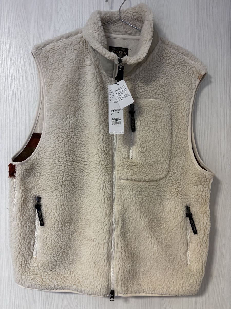 【美品】【未使用】ペンドルト PENDLETONジャケット アウター ボア スタンドベスト Ivory あったかベスト (アイボリー/L/Men's)拍卖