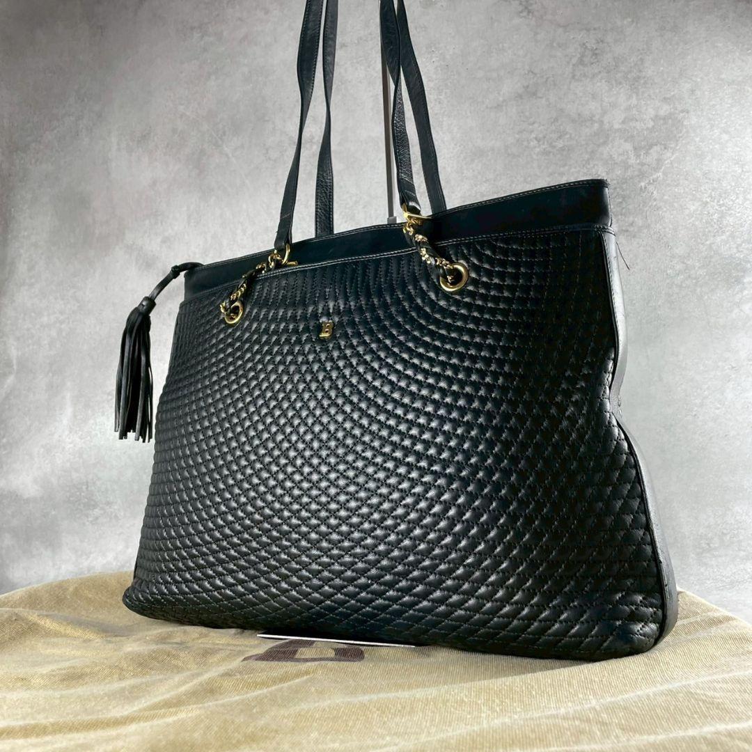 835 BALLY ブラック レザー ショルダーバッグ タッセル付き 保存袋拍卖