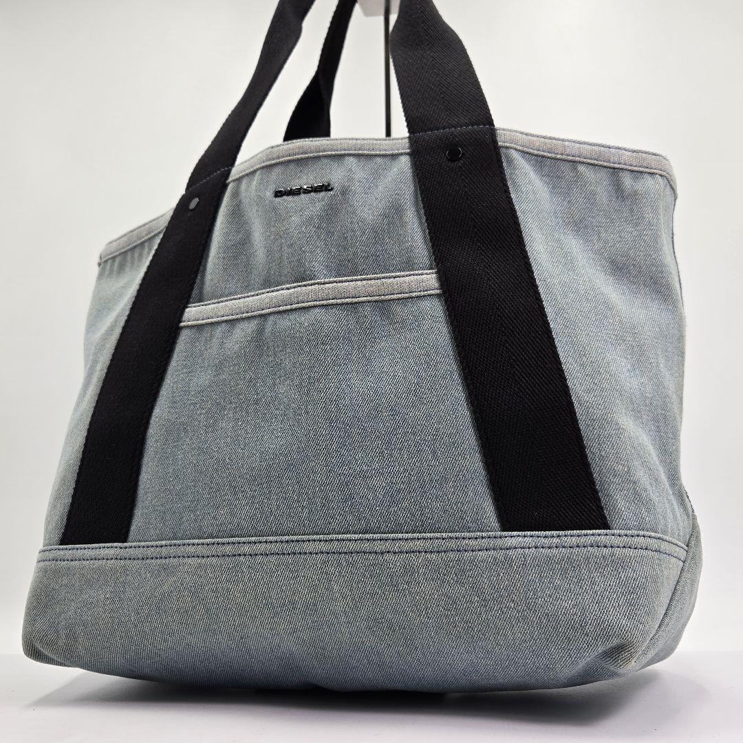 644 Diesel デニム トートバッグ ライトブルー系 ポーチ付拍卖