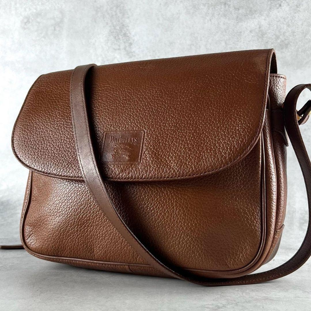 649 Burberry ブラウン レザー ショルダーバッグ ホースロゴ拍卖