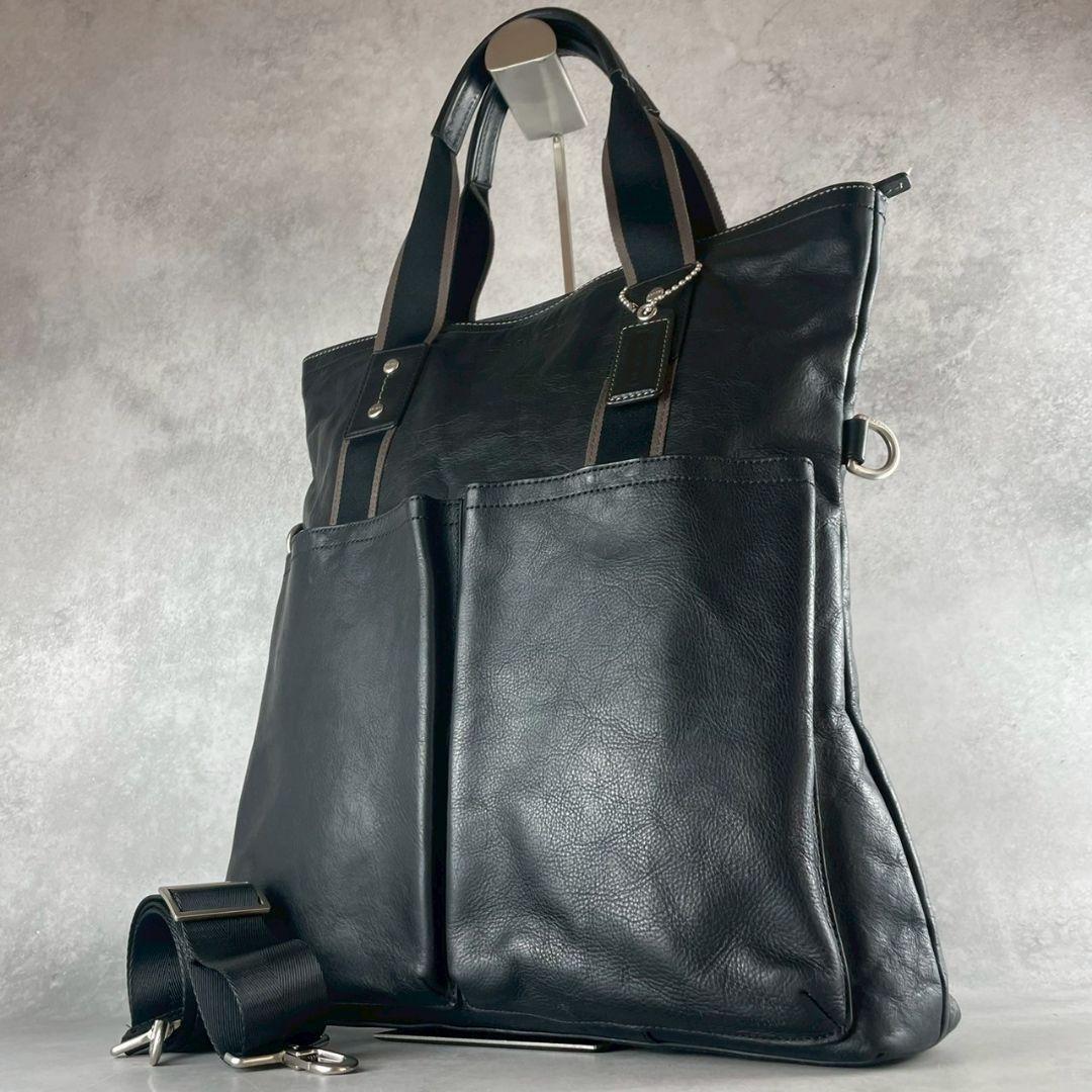 747 コーチ ブラック レザー ショルダーバッグ 2way拍卖