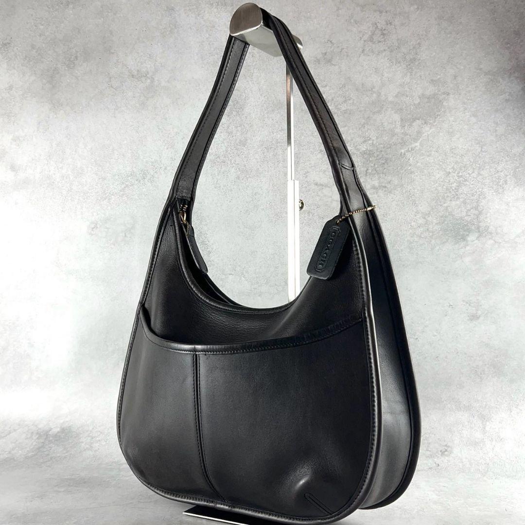 654 コーチ エルゴ オールド ブラック レザー ショルダーバッグ拍卖