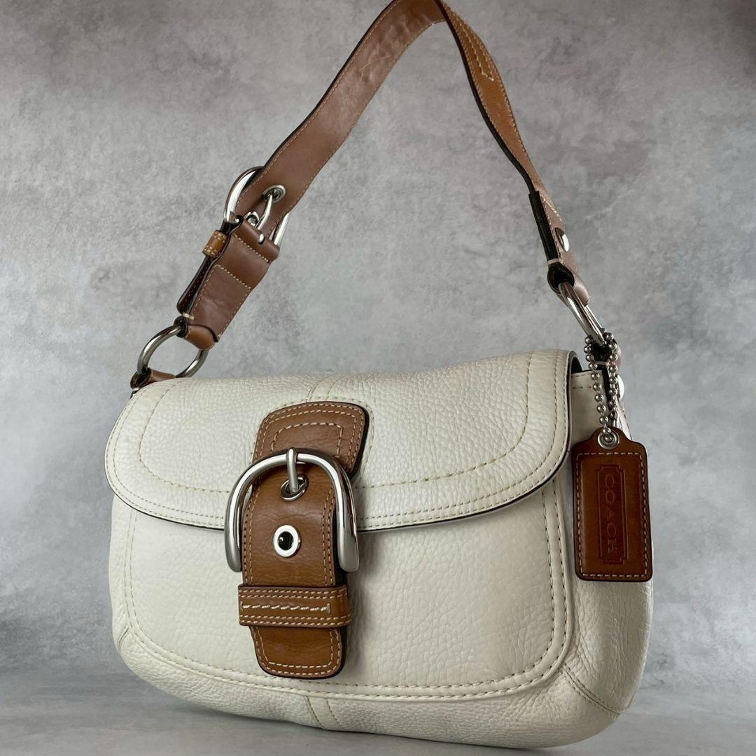 754 コーチ ホワイト レザー ショルダーバッグ ワンショルダー ソーホー拍卖