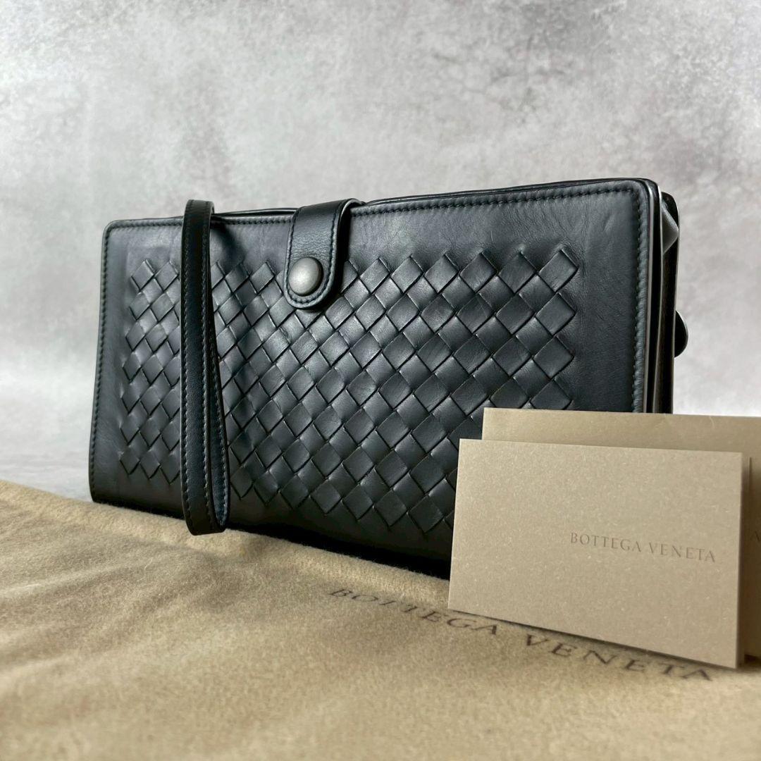 938 BOTTEGA VENETA ブラック レザー クラッチバッグ拍卖