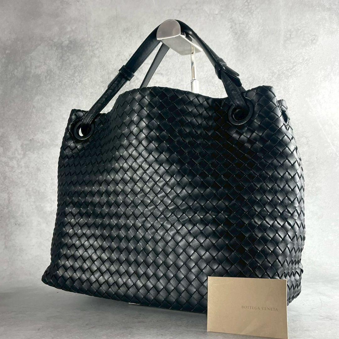 920 BOTTEGA VENETA ガルダ 黒 イントレチャート ハンドバッグ拍卖