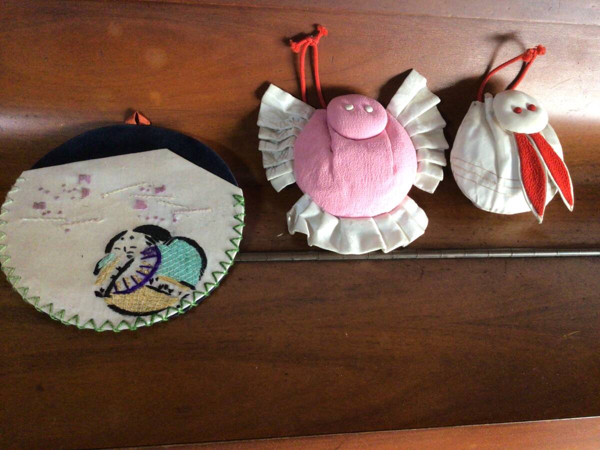 NO638、はなだの古布::うさぎ、ふくら雀香袋と壁掛け拍卖