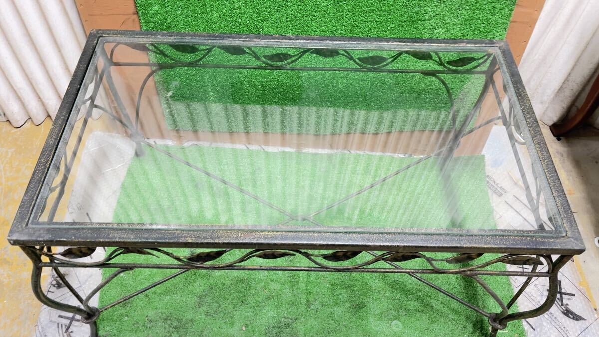 錬鉄ロココ調アイアンテーブル 90長さ奥x50x高さ48 中古拍卖