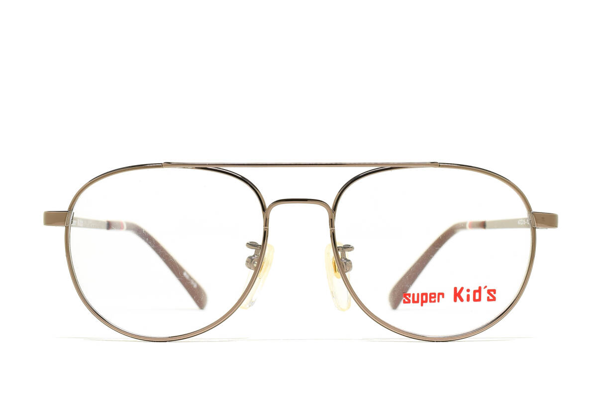 デッドストック super Kid’s KS-03 47-15 Wブリッジ フルリム ラウンド キッズ ジュニア メガネ フレーム ヴィンテージ ブラウン 拍卖
