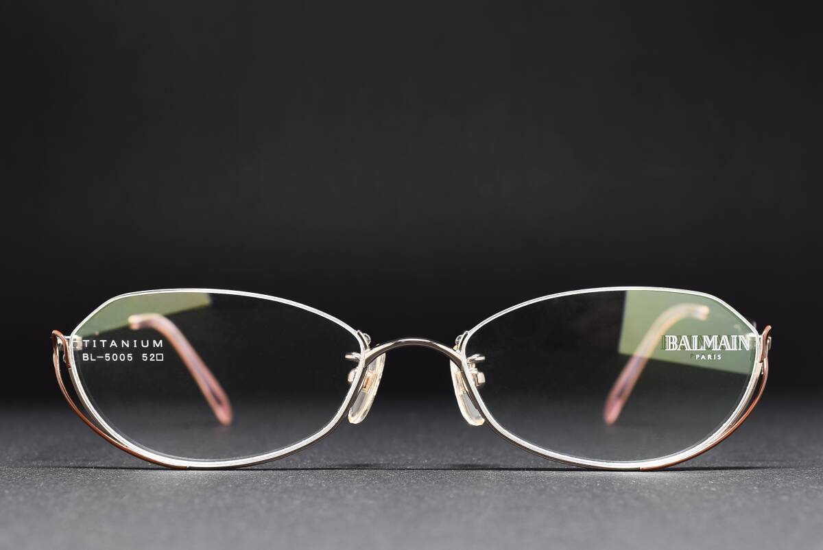 デッドストック BALMAIN PARIS BL-5005 52-17 純チタン製 アンダーリム メガネ サングラス フレーム 日本製拍卖