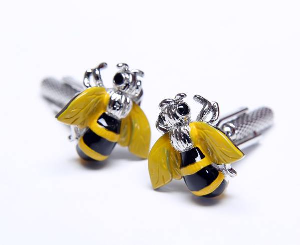 ★カフスボタン蜂 昆虫 ONYX-ART LONDON CK356 忙しい蜂って働き蜂拍卖