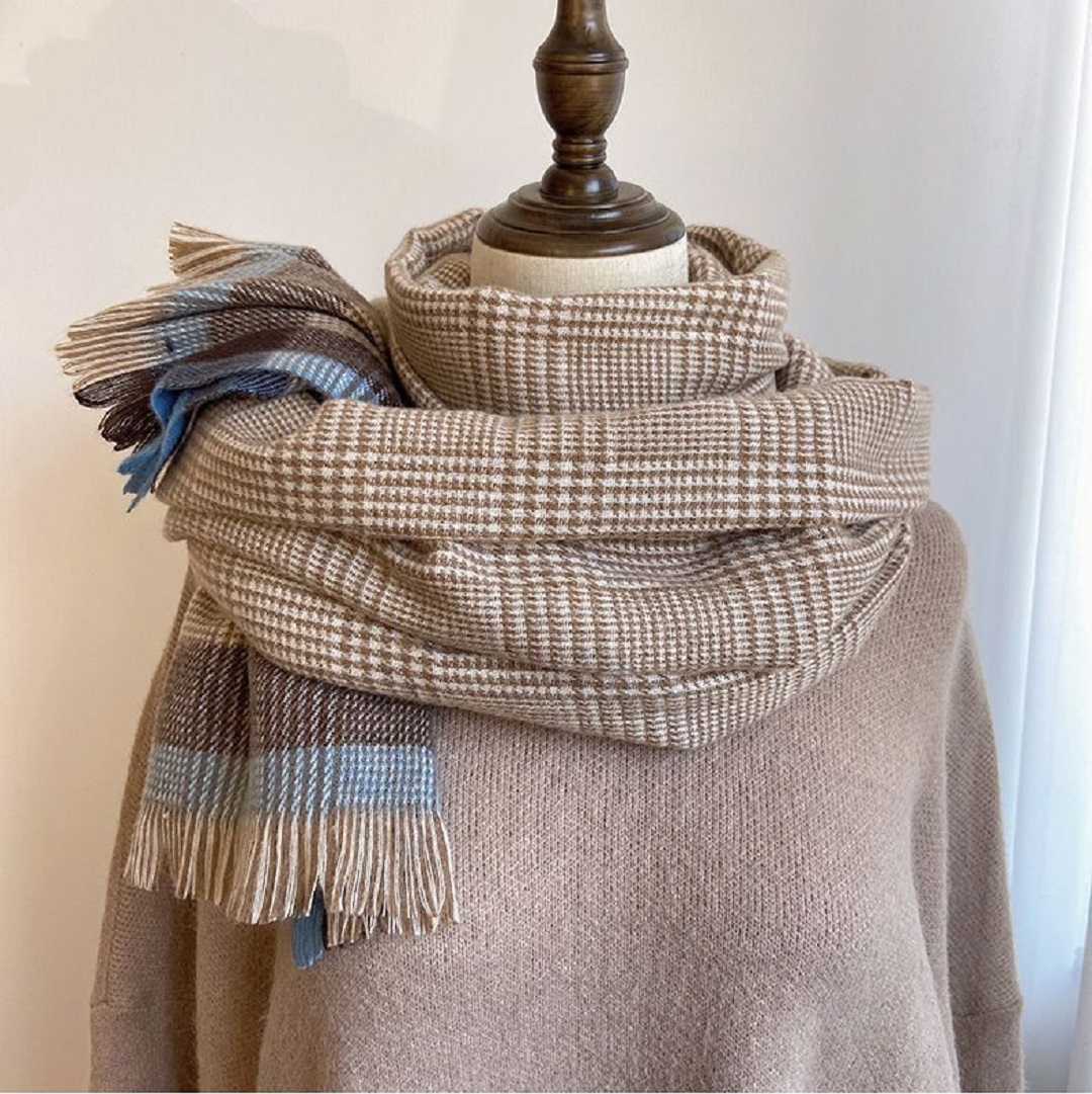 「送料無料」◆新入荷 秋冬 新品上質大判 カシミヤ ストール マフラー バーシブル仕様 シンプル男女兼用 チェック 人気商品拍卖