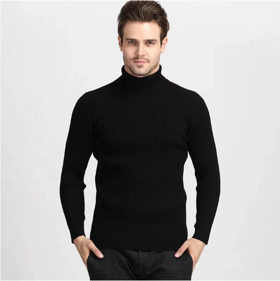 同梱1万円送料無料カシミヤ混セータータートルネックメンズセータースリムフィットプルオーバーウールニット★6色選択可/M~3XL黑拍卖