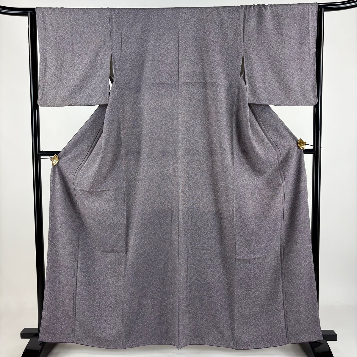 江戸小紋 身丈161cm 裄丈64cm M 袷 落款 梅 灰紫 正絹 秀品 【中古】拍卖