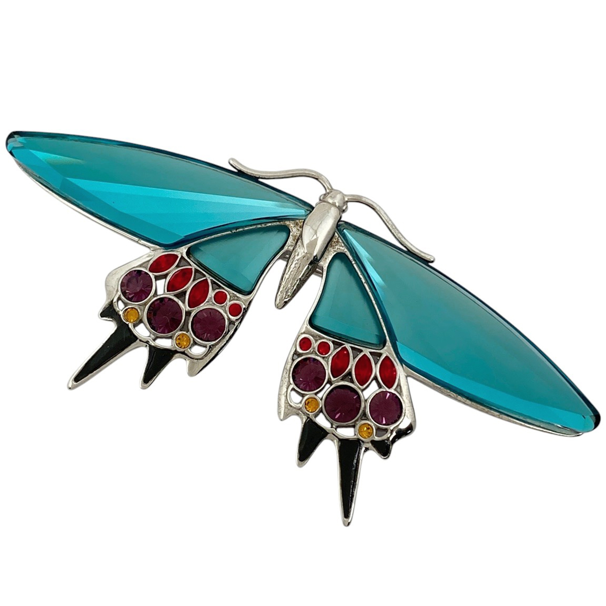 スワロフスキー SWAROVSKI クリスタル バタフライモチーフ ブローチ ジルコニア シルバー925 シルバー マルチカラー レディース 【中古】拍卖