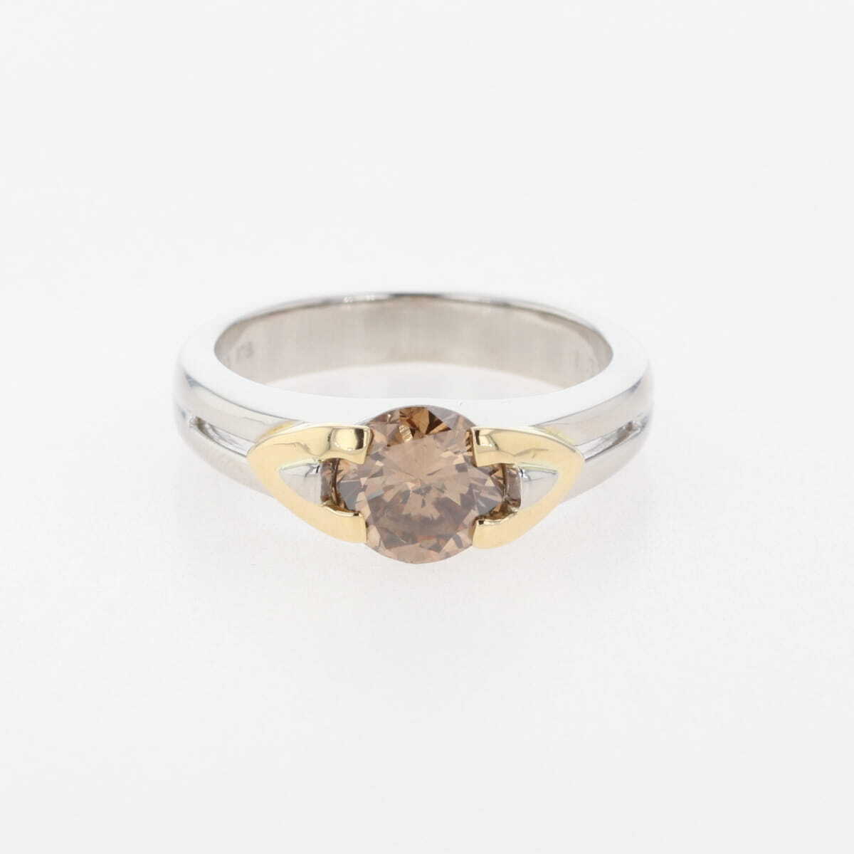 ダイヤモンド デザインリング プラチナ YG イエローゴールド 指輪 リング 13号 Pt900 ダイヤモンド レディース 【中古】拍卖