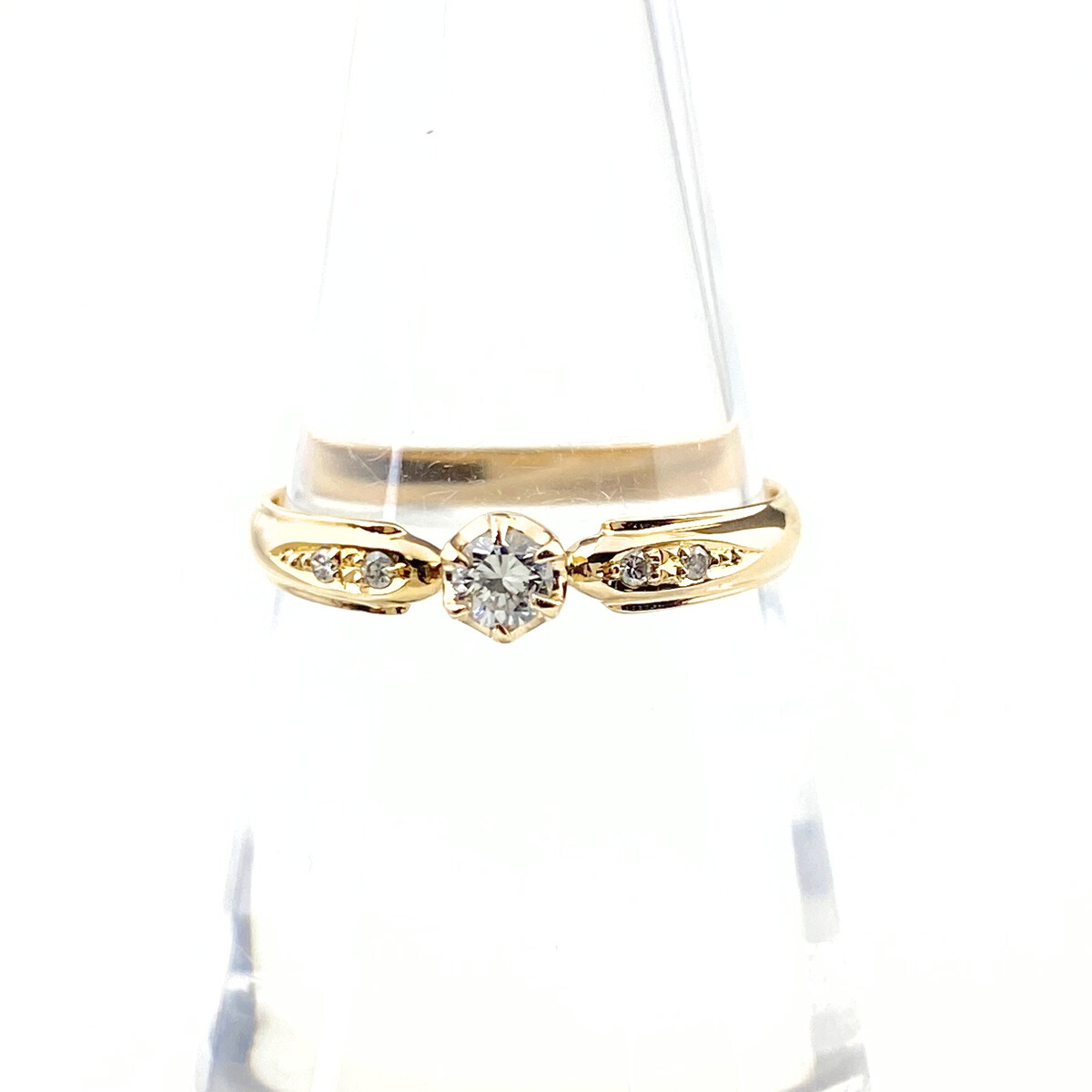 ヨンドシー 4℃ ダイヤモンド デザインリング YG イエローゴールド 指輪 メレダイヤ リング 11.5号 K18 ダイヤモンド レディース 【中古】拍卖