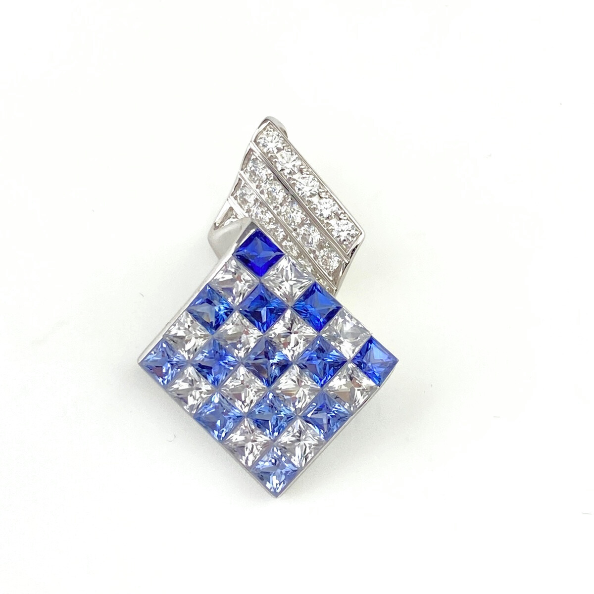 ジュネ Jeunet サファイア ペンダントトップ WG ホワイトゴールド メレダイヤ ダイヤモンド 750 WG サファイア レディース 中古拍卖