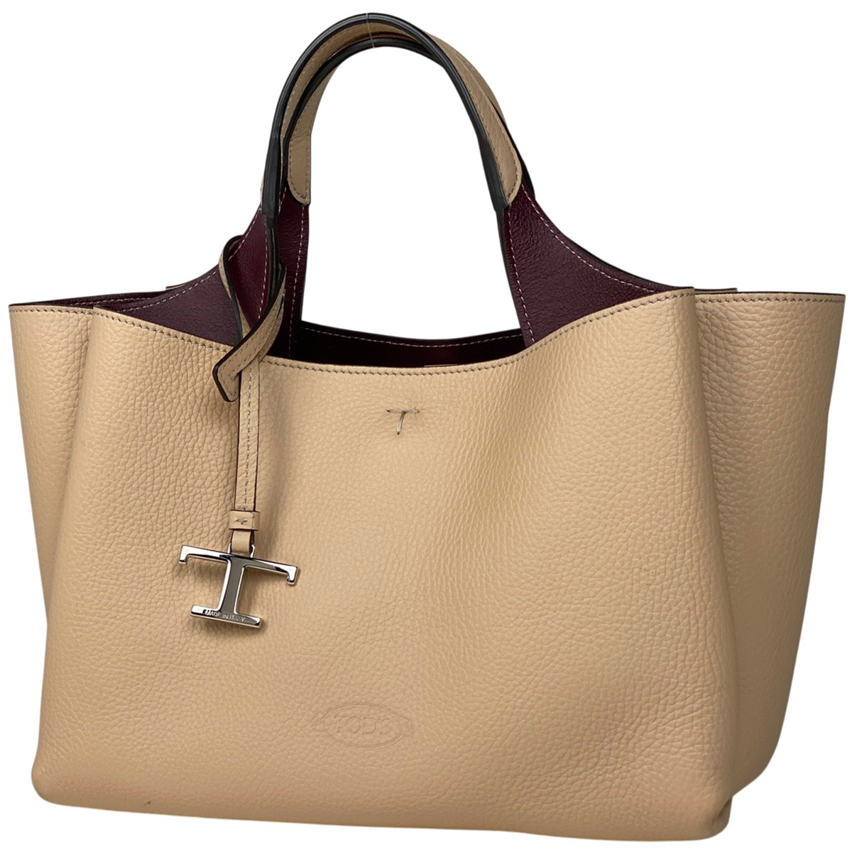 トッズ TOD’S レザーバッグ ミニ Tタイムレス Tステッチ ハンドバッグ レザー ベージュ レディース 【中古】拍卖