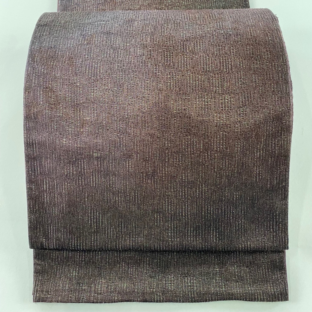 【美品】 袋帯 秀品 ぼかし柄 幾何学模様 ラメ箔 茶紫 六通 正絹 【中古】拍卖