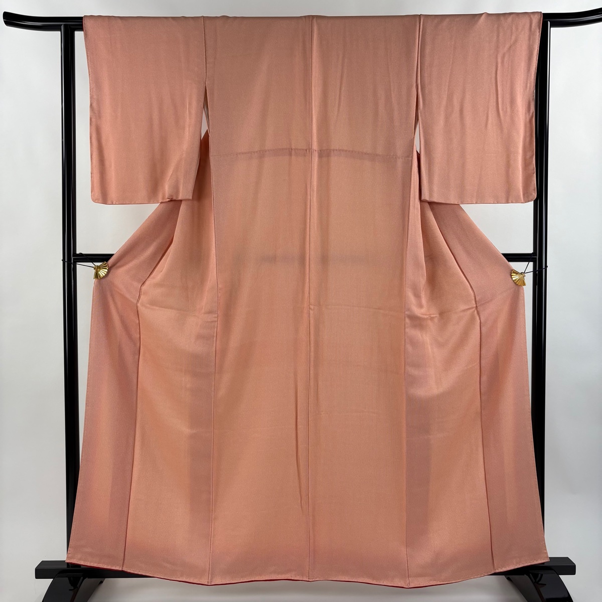 【美品】 江戸小紋 身丈161cm 裄丈63cm S 袷 万筋 オレンジ 正絹 秀品 【中古】拍卖