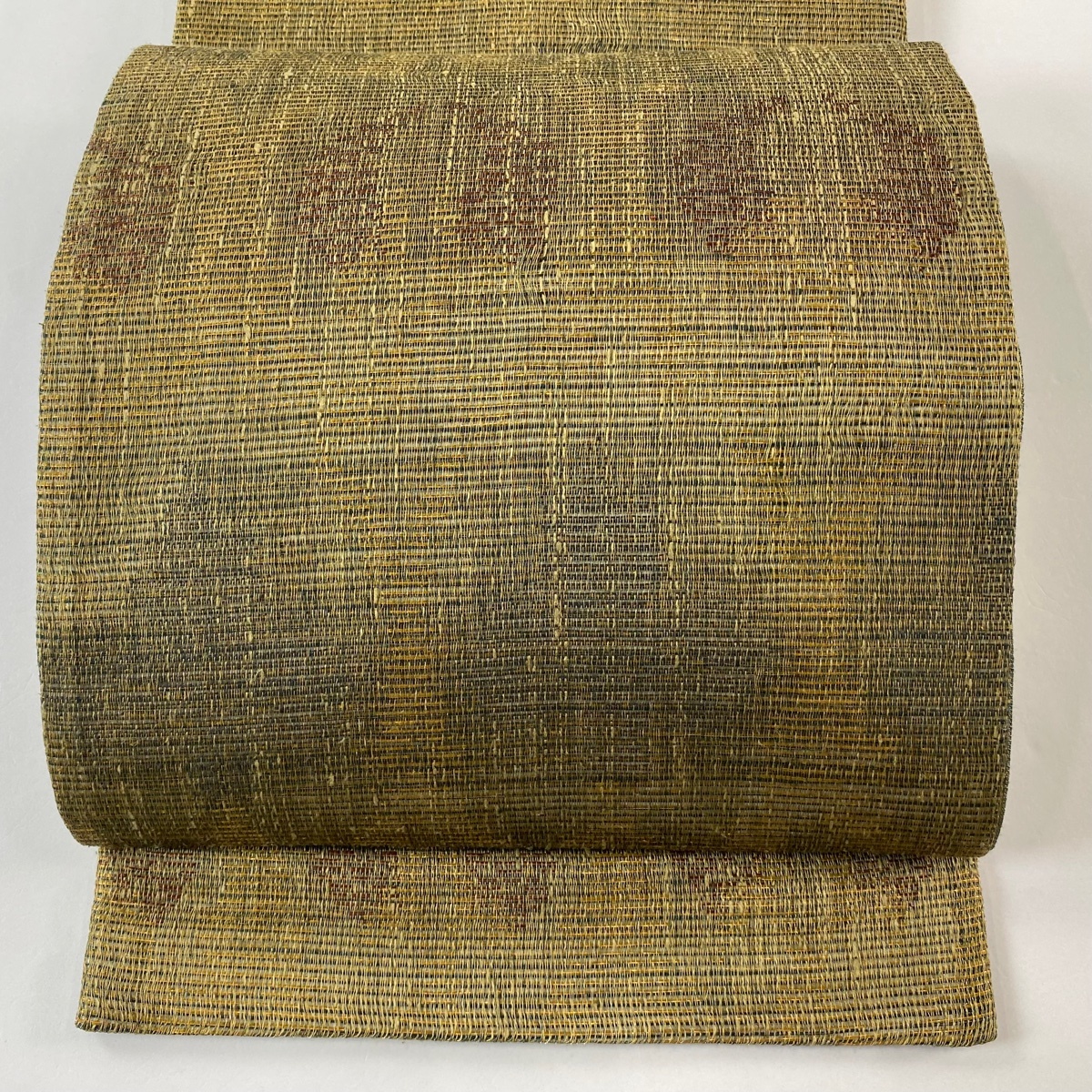 袋帯 逸品 誉田屋源兵衛 落款 幾何学模様 箔 灰緑 正絹 【中古】拍卖