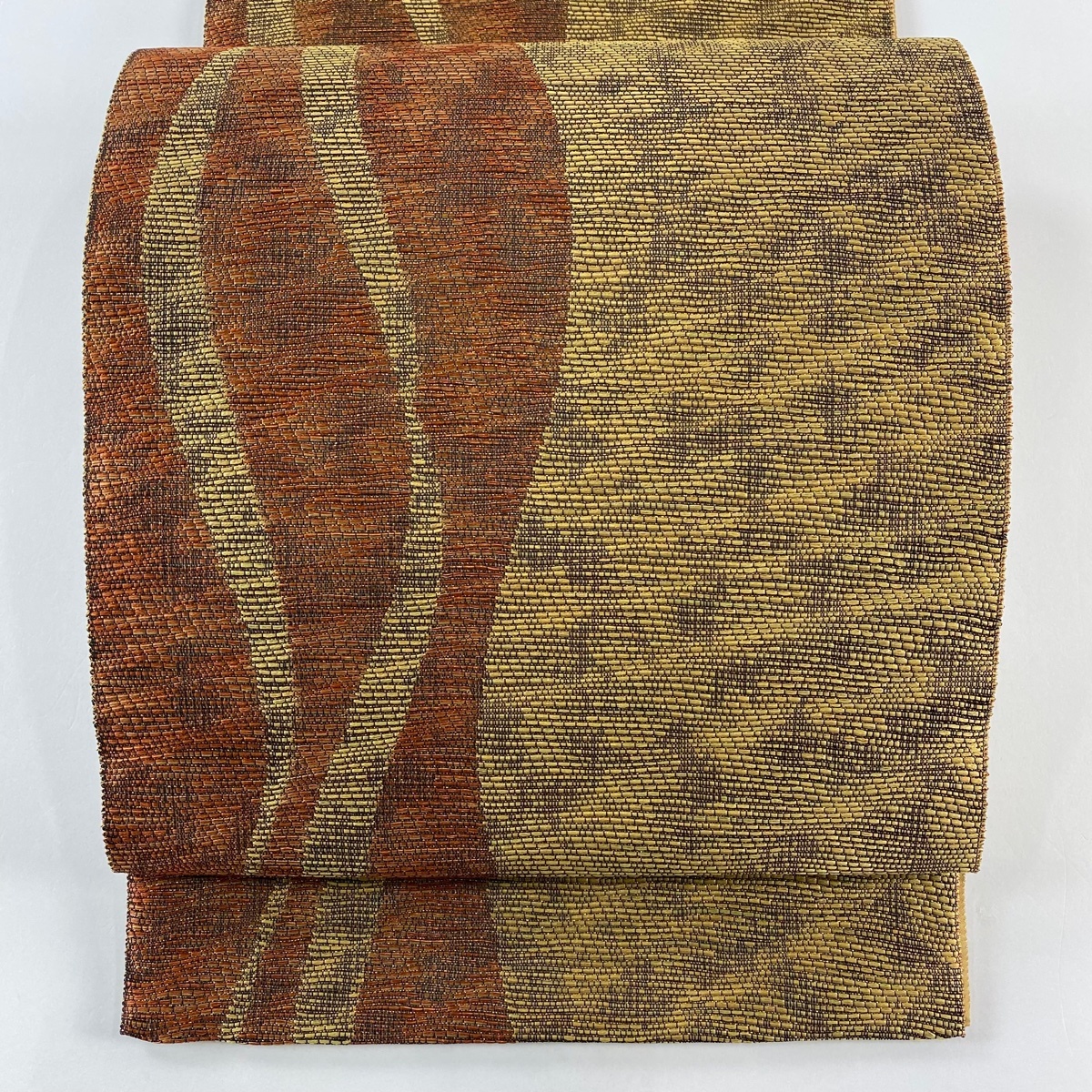 【美品】 袋帯 秀品 幾何学 金色 六通 正絹 【中古】拍卖