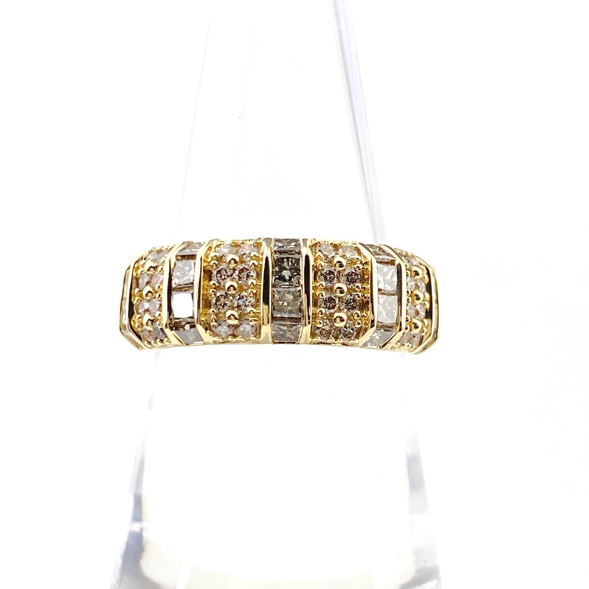 GSTV メレダイヤ デザインリング YG イエローゴールド 指輪 リング 13号 K18 ダイヤモンド レディース 【中古】拍卖