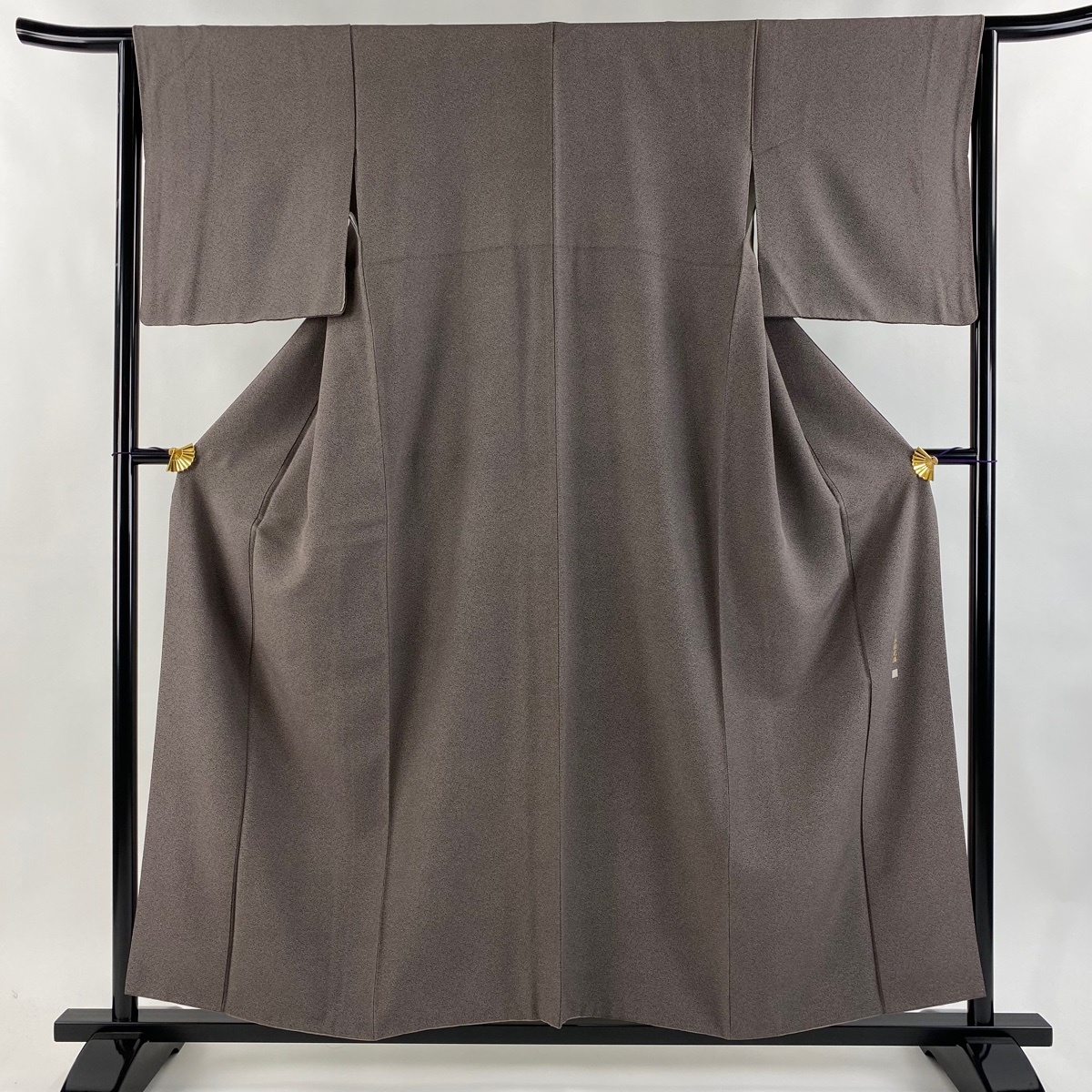 江戸小紋 身丈156cm 裄丈63cm S 袷 落款 幾何学 茶紫 正絹 名品 【中古】拍卖