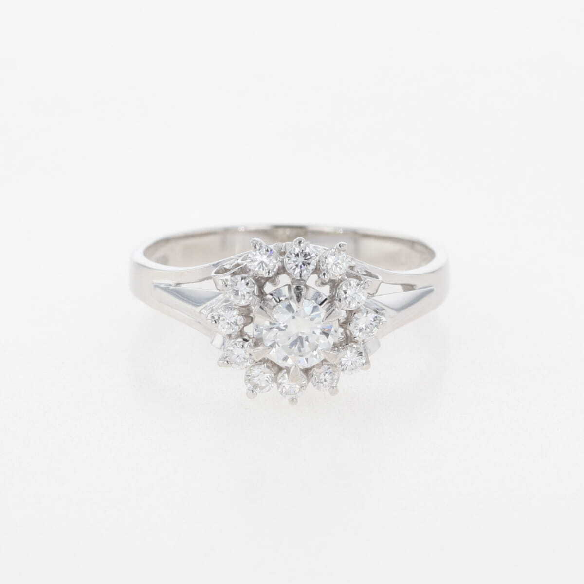 ダイヤモンド デザインリング プラチナ 指輪 メレダイヤ リング 12号 Pt900 ダイヤモンド レディース 【中古】拍卖