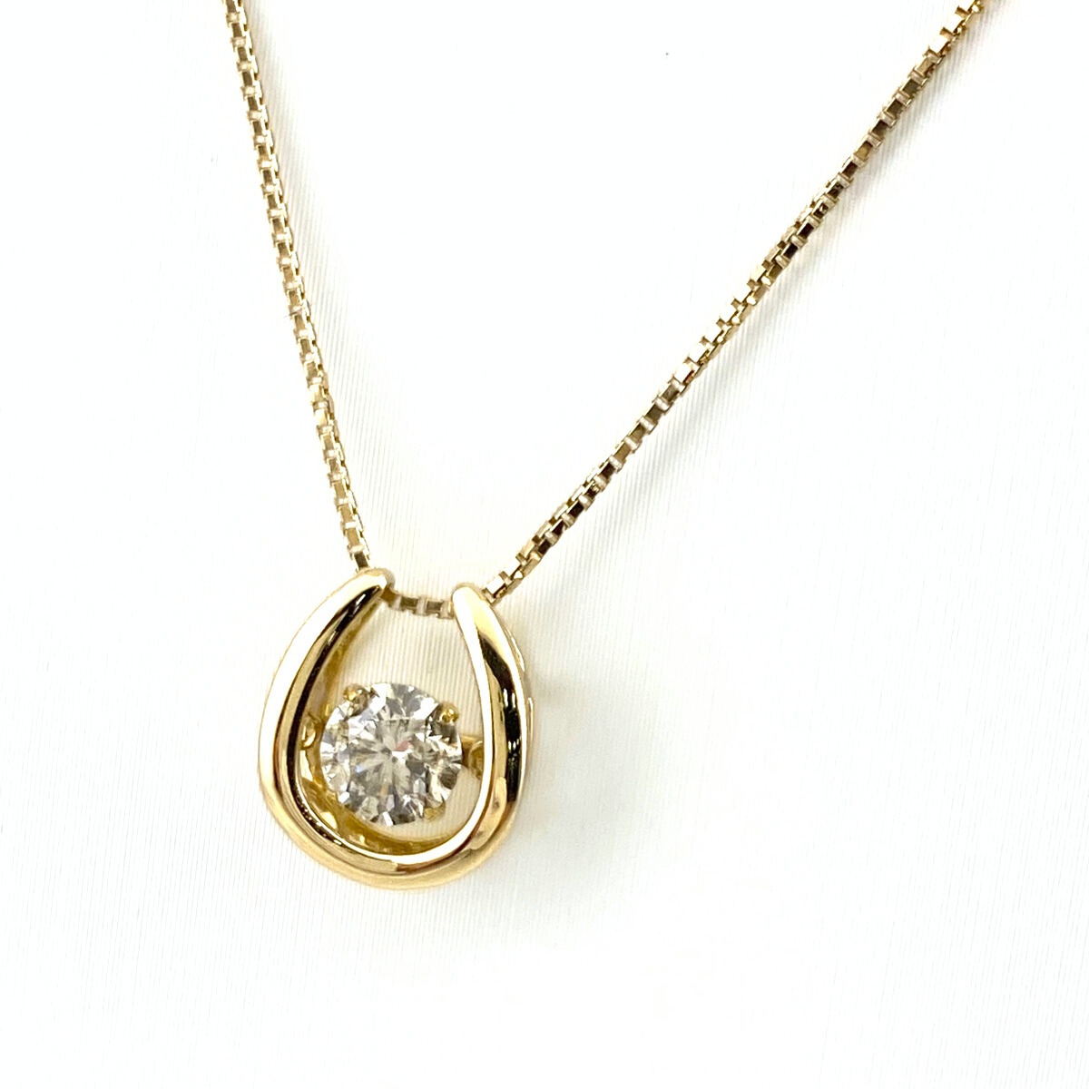 メレダイヤ デザインネックレス YG イエローゴールド ペンダント ネックレス K18 ダイヤモンド レディース 【中古】拍卖