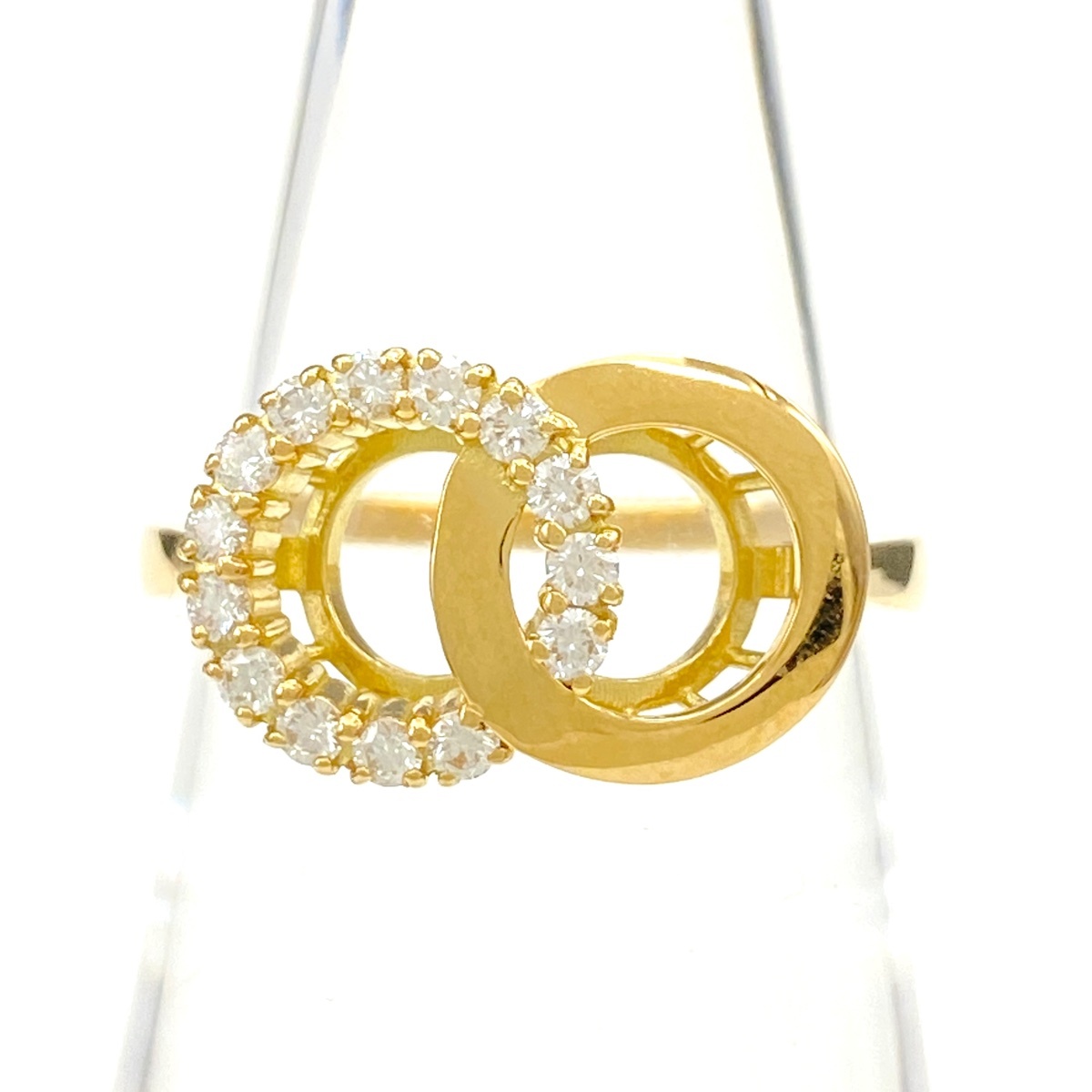 リメイク メレダイヤ デザインリング YG イエローゴールド 指輪 リング 12号 K18 ダイヤモンド レディース拍卖