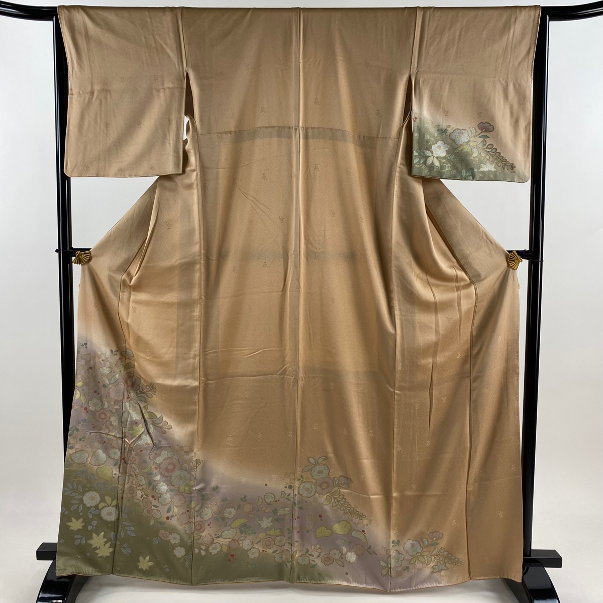 訪問着 身丈165cm 裄丈64.5cm M 袷 辻が花柄 金彩 ぼかし オレンジ 正絹 秀品 【中古】拍卖