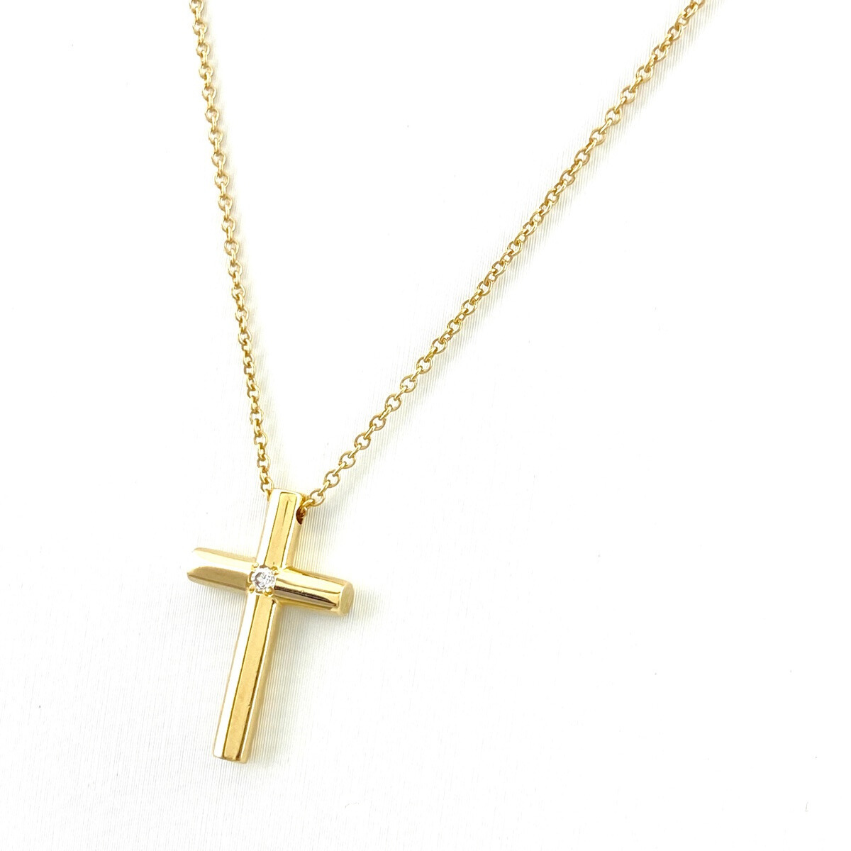 ティファニー TIFFANY&Co. クロス ネックレス YG イエローゴールド ペンダント 十字架 ネックレス 750 ダイヤモンド レディース 【中古】拍卖