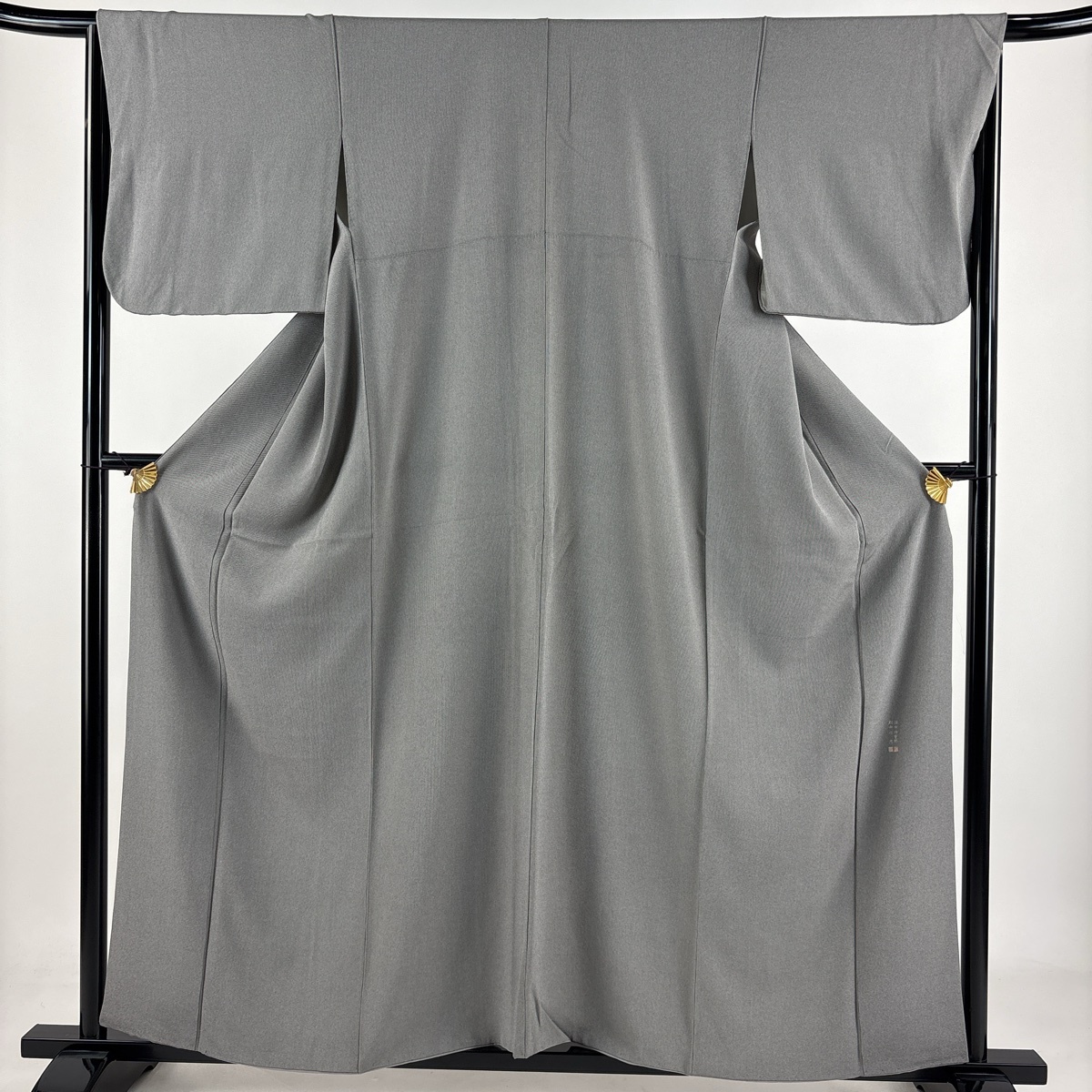 江戸小紋 身丈157cm 裄丈65.5cm M 袷 バチ衿 落款 万筋 黒灰 正絹 秀品 【中古】拍卖