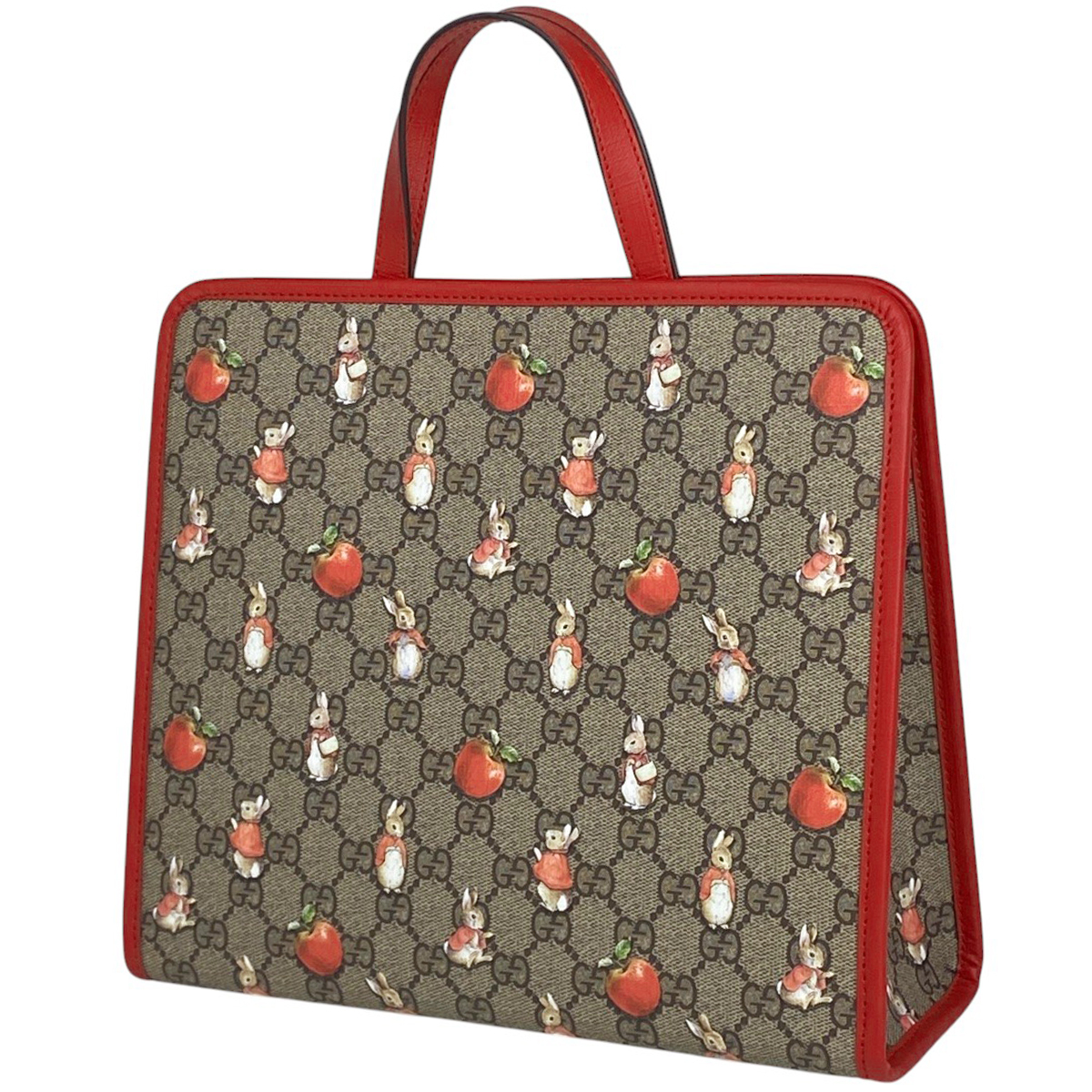 グッチ GUCCI チルドレンズ ピーターラビット トートバッグ GG柄 ハンドバッグ GGスプリーム レッド ブラウン 605614 レディース 【中古】拍卖