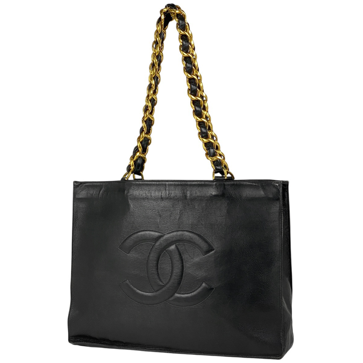 シャネル CHANEL ココマーク チェーン トートバッグ 肩掛け ショルダーバッグ トートバッグ レザー ブラック レディース 【中古】拍卖