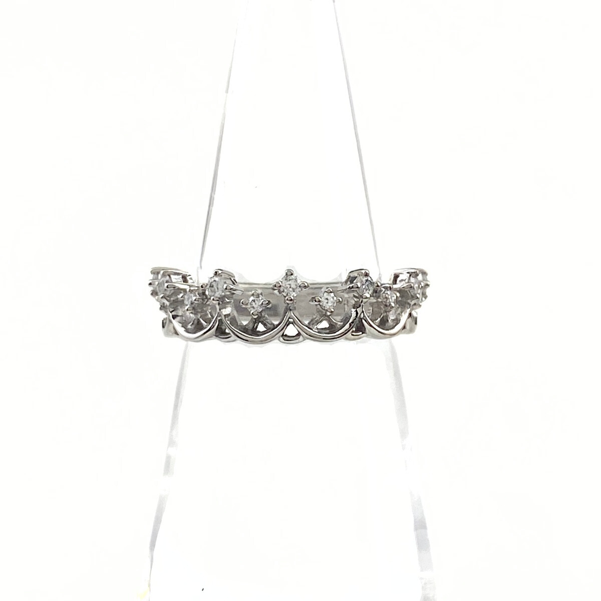 アーカー AHKAH メレダイヤ デザインリング WG ホワイトゴールド 指輪 リング 8号 K18 WG ダイヤモンド レディース 【中古】拍卖