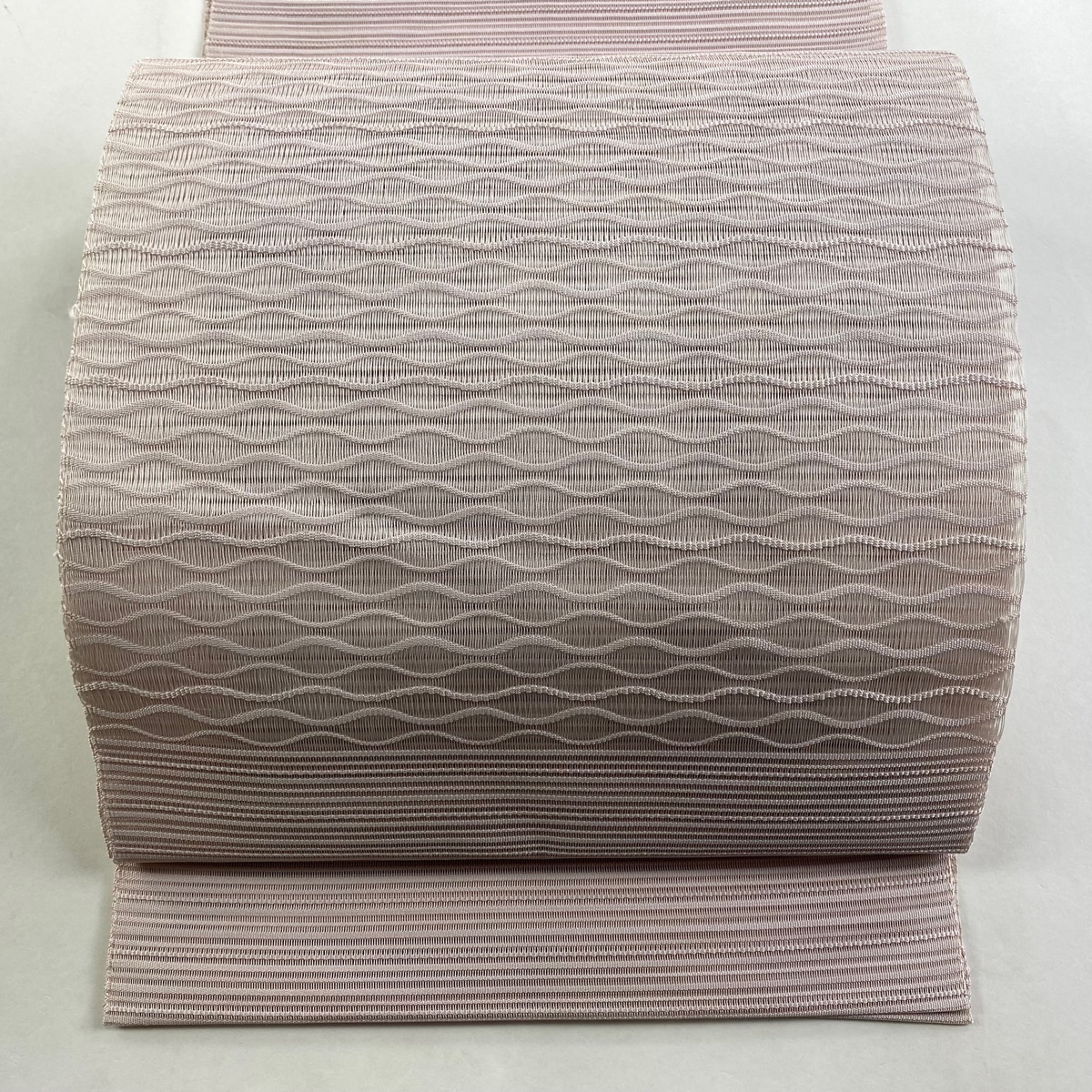 名古屋帯 秀品 夏帯 絽 よろけ縞 薄ピンク 正絹 【中古】拍卖
