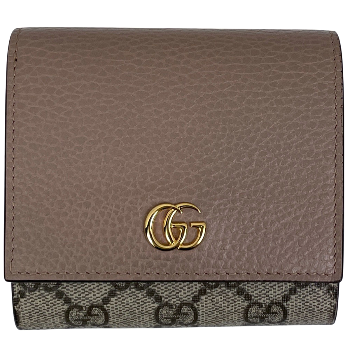 グッチ GUCCI ダブルG バイカラー ミディアム ウォレット GGマーモント 二つ折り財布 GGスプリーム ピンク 598587 レディース 【中古】拍卖
