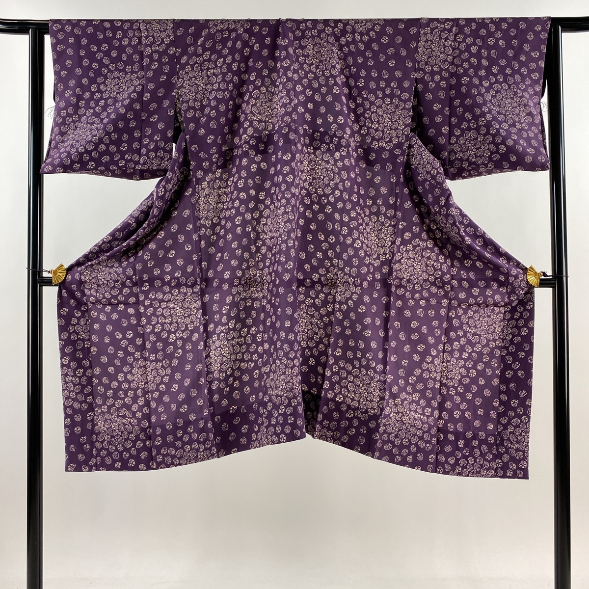 【美品】 長襦袢 身丈117.5cm 裄丈63.5cm S 七個転八起 だるま 紫 正絹 秀品 【中古】拍卖