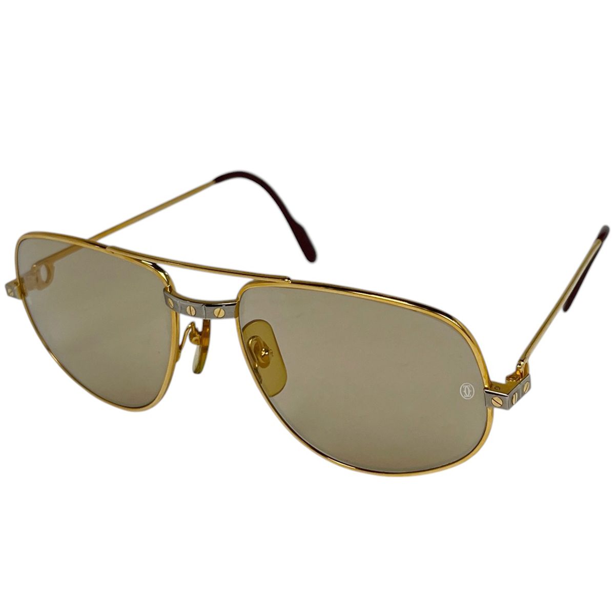 カルティエ CARTIER サントス サングラス ドゥ アイウェア サングラス メタル ゴールド レディース 【中古】拍卖